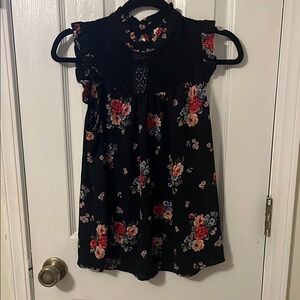 Floral Black Sleeveless Top